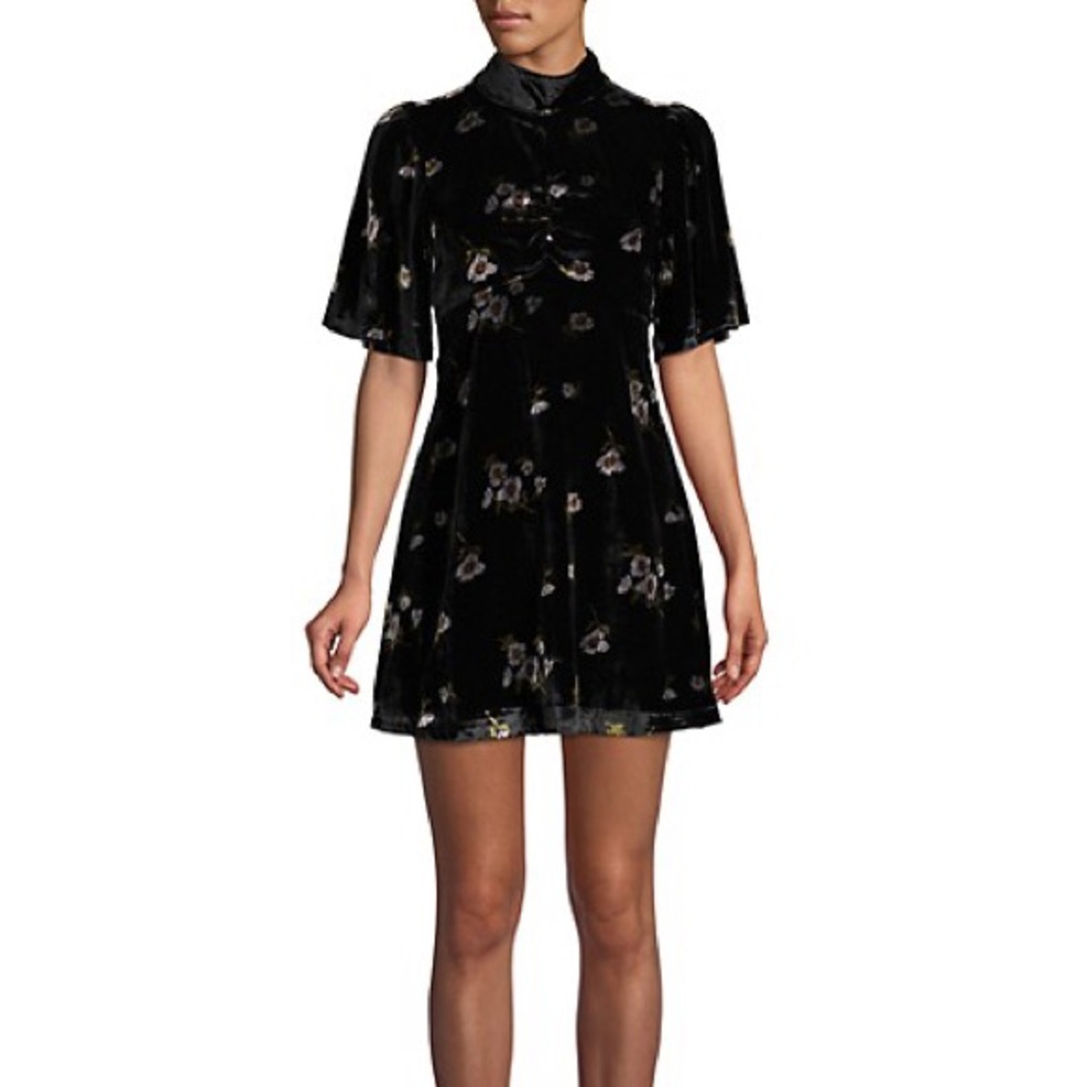 Free People Floral Velvet Mini Dress